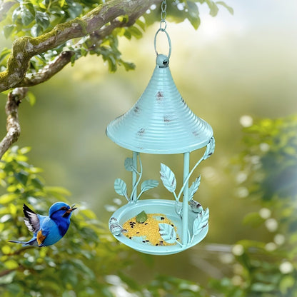 Vintage Wrought Iron Hanging Bird Feeder Tray