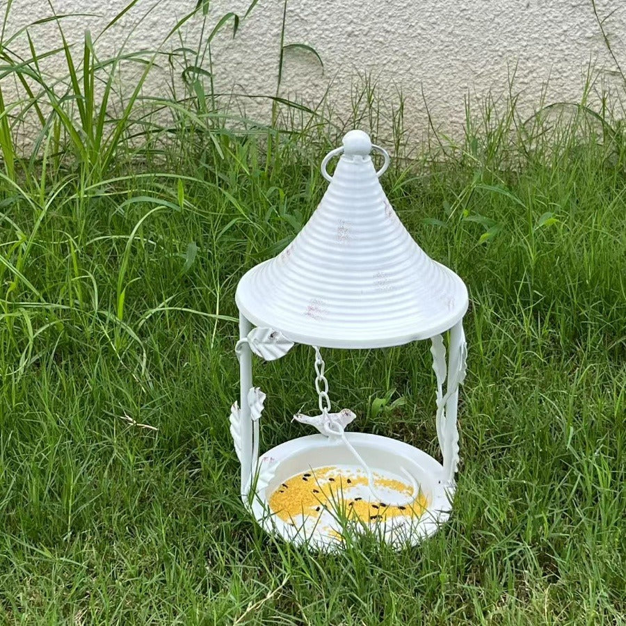Vintage Wrought Iron Hanging Bird Feeder Tray