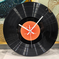 White 3-pin record wall clock sunset