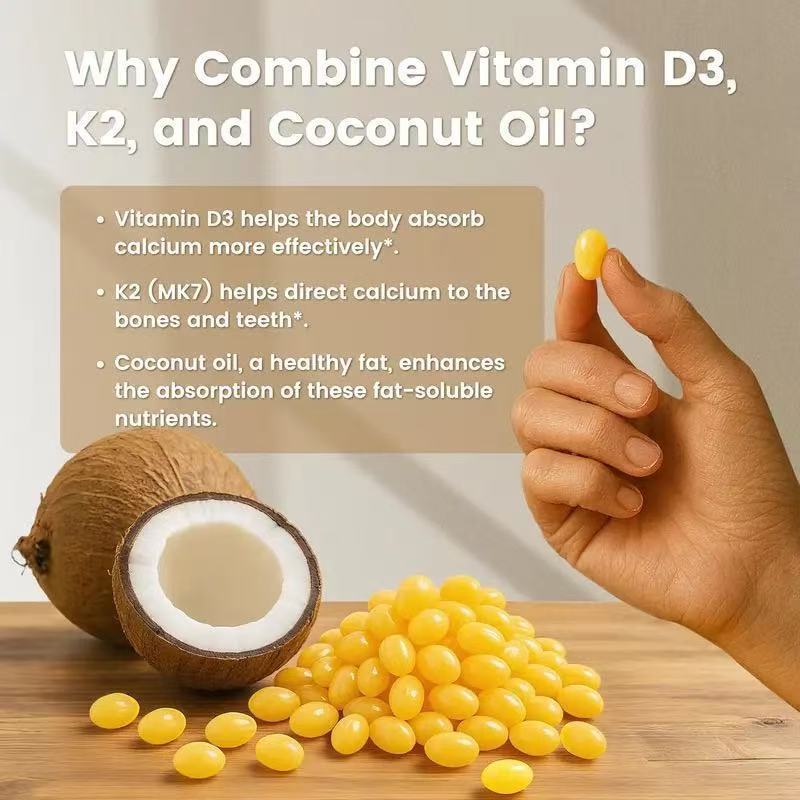 Virgin Coconut Oil Soft Capsules with D3K2