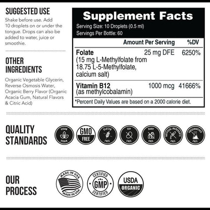 Vitamin B12 folic acid drops