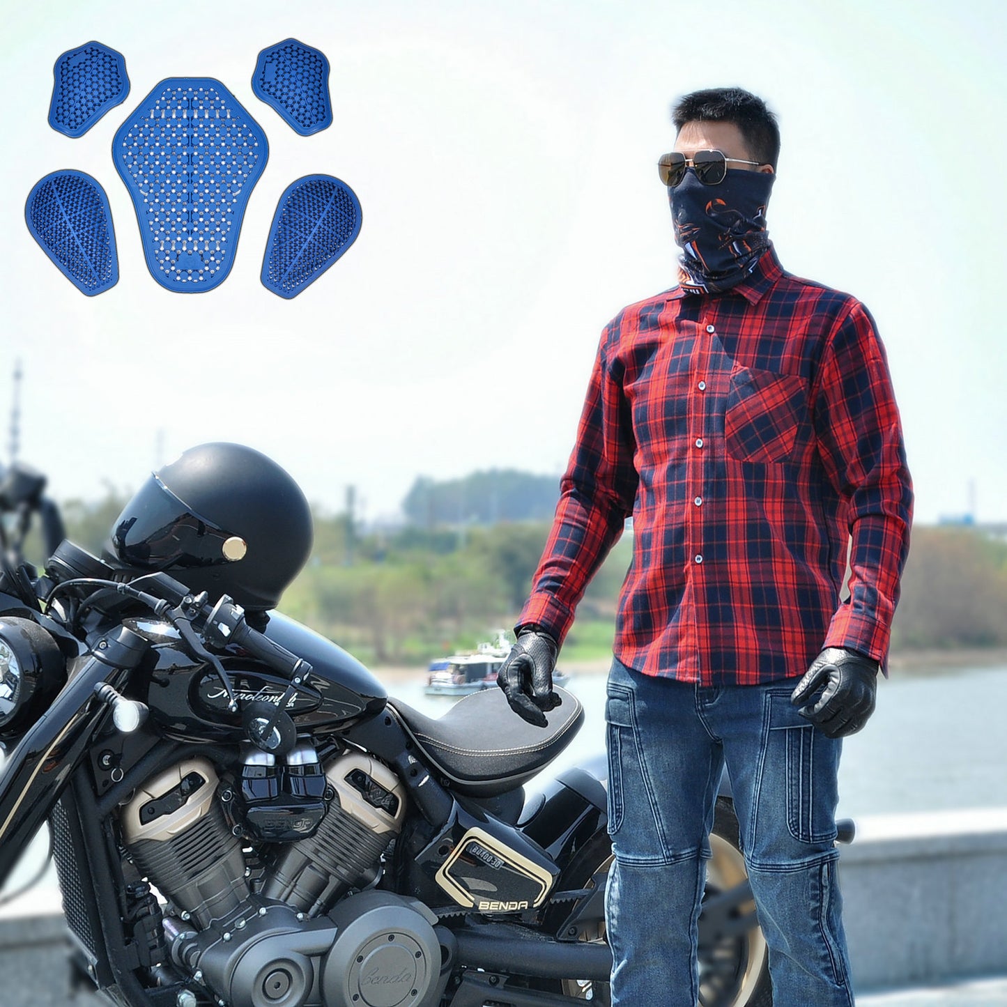 Volero Motorcycle Cycling Clothing Casual Retro All-Season Kevlar Motorcycle Plaid Shirt Anti-Fall Jacket