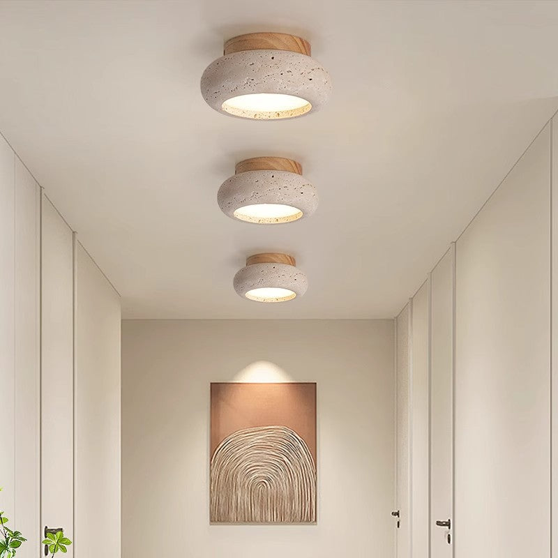Wabi-Sabi Travertine Ceiling Light Nordic Bedroom Lighting