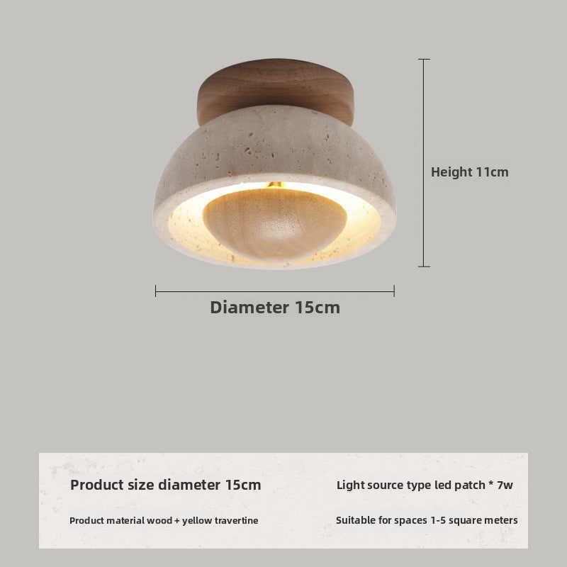 Wabi-Sabi Travertine Ceiling Light Nordic Bedroom Lighting