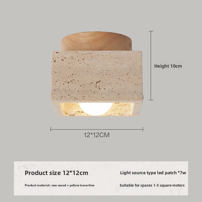 Wabi-Sabi Travertine Ceiling Light Nordic Bedroom Lighting