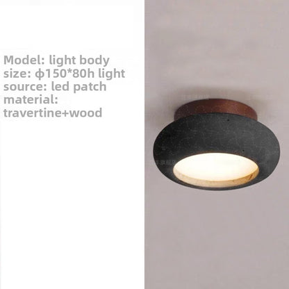 Wabi-Sabi Travertine Ceiling Light Nordic Bedroom Lighting