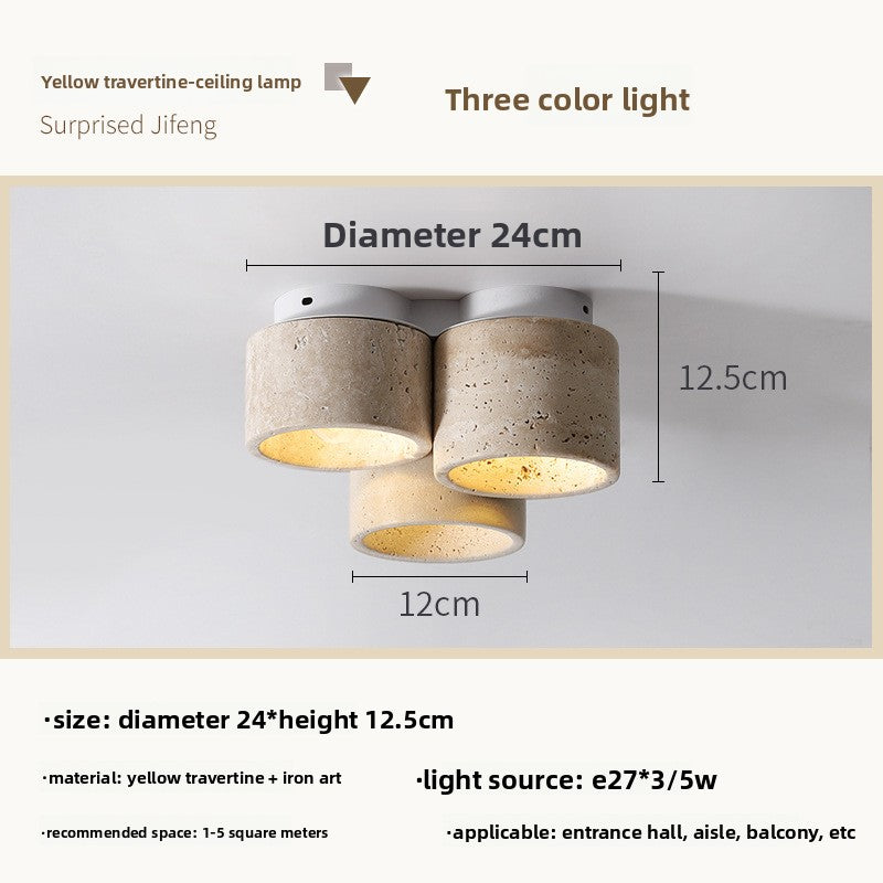 Wabi-Sabi Yellow Travertine Ceiling Light
