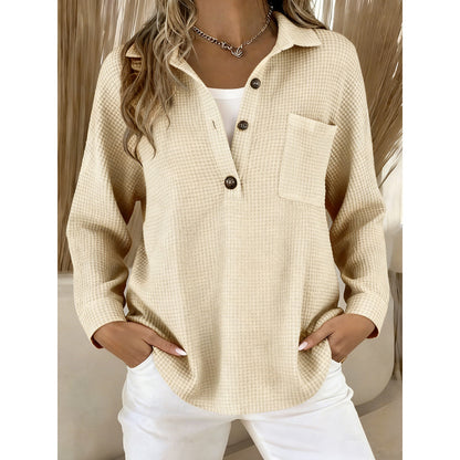 Waffle Knit Lapel Top