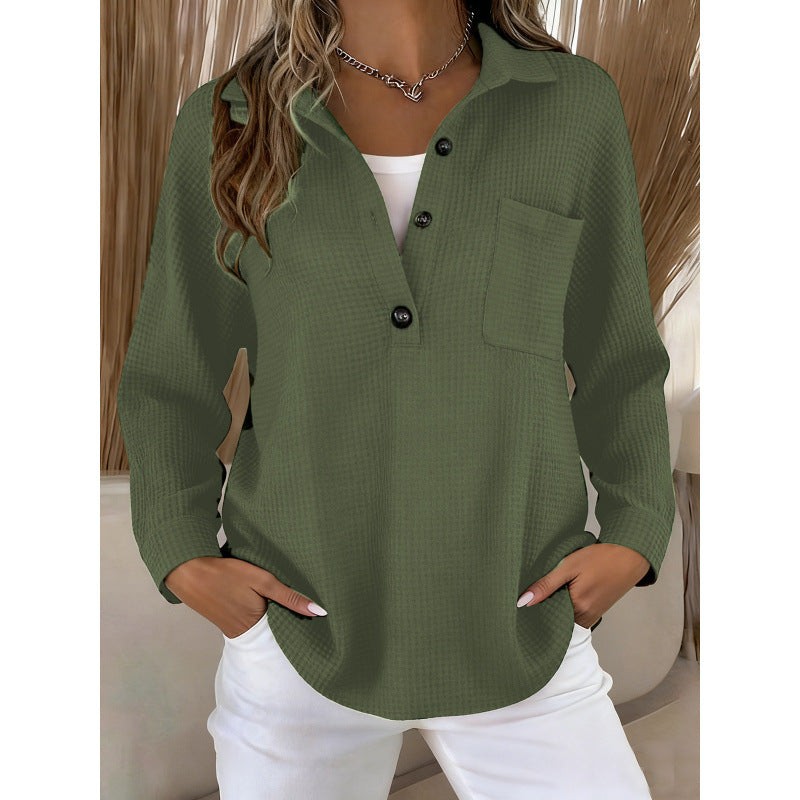 Waffle Knit Lapel Top