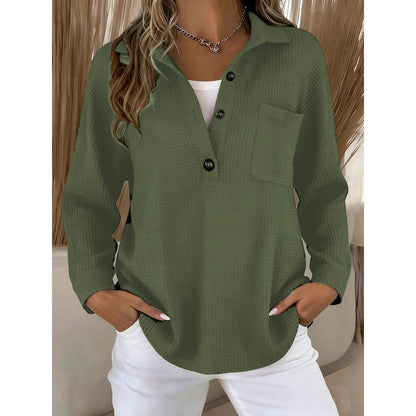 Waffle Knit Lapel Top