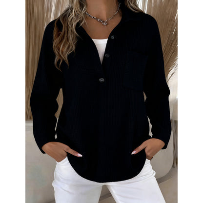 Waffle Knit Lapel Top