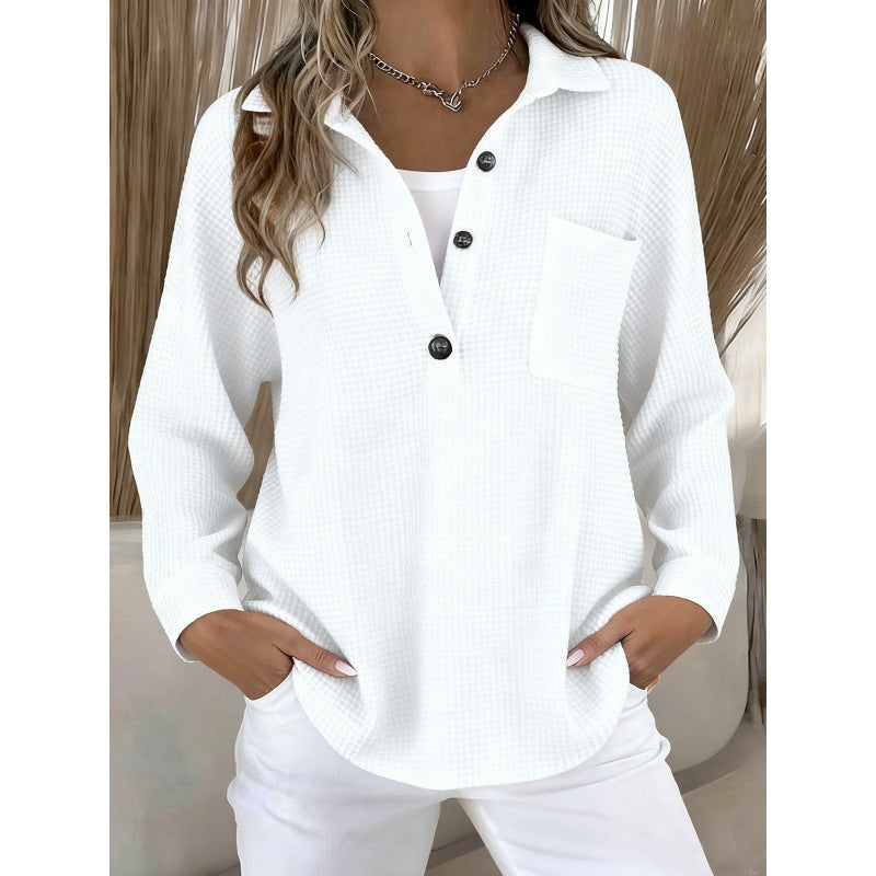 Waffle Knit Lapel Top