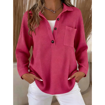 Waffle Knit Lapel Top