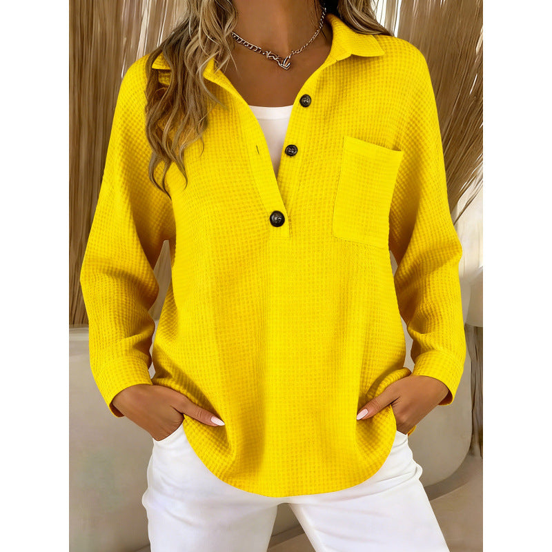 Waffle Knit Lapel Top