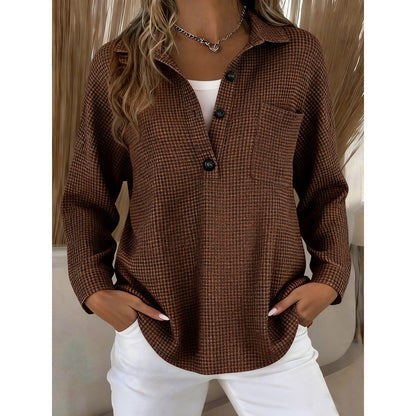 Waffle Knit Lapel Top