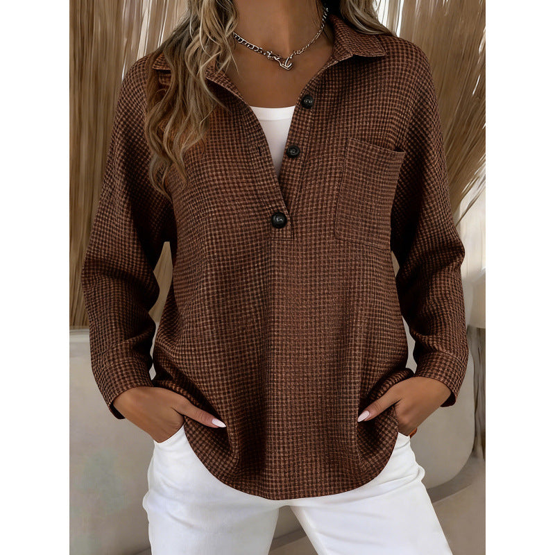 Waffle Knit Lapel Top