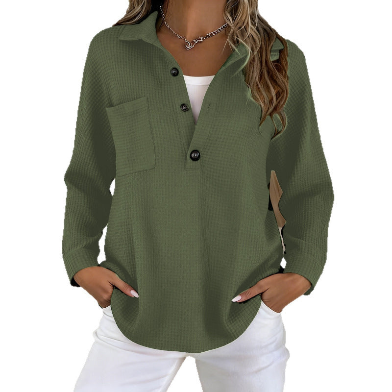 Waffle Knit Lapel Top