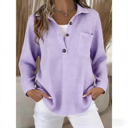 Waffle Knit Lapel Top