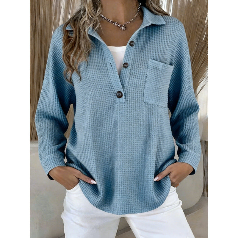 Waffle Knit Lapel Top
