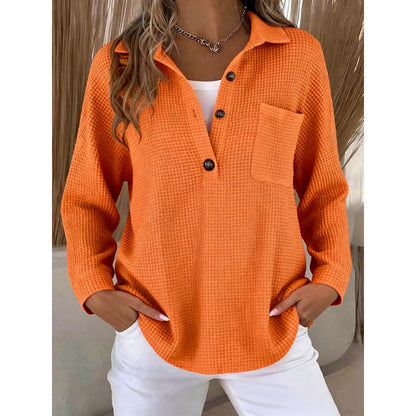 Waffle Knit Lapel Top