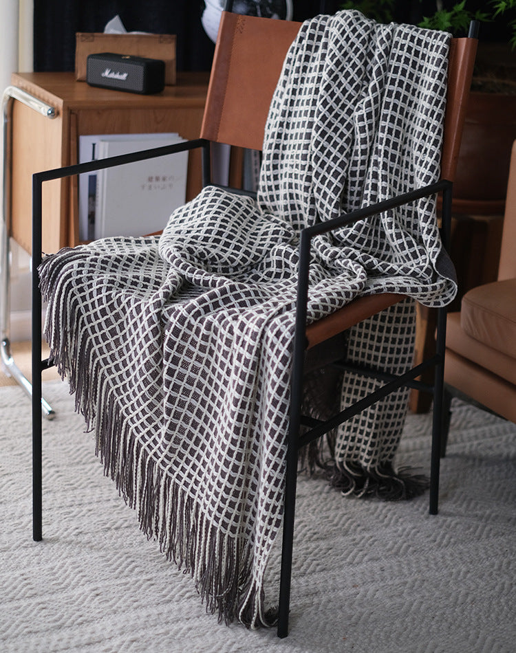 Waffle knit Nordic style simple throw blanket