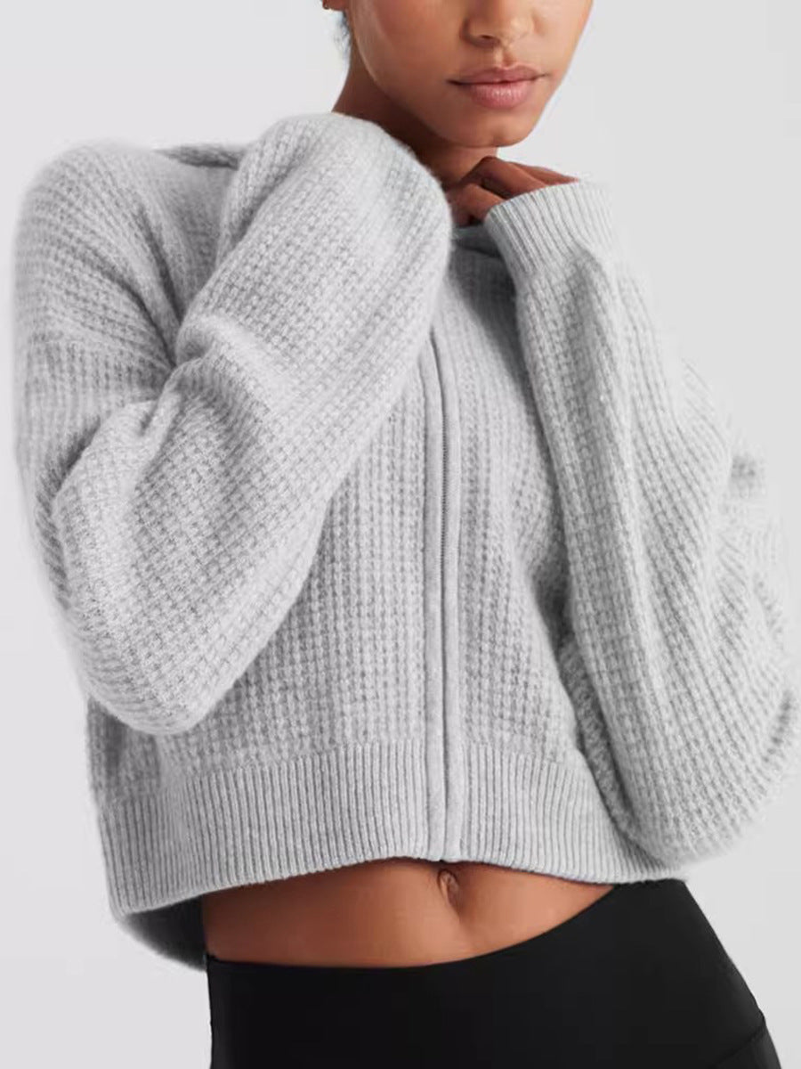 Waffle Knit Zip-Up Hoodie and Pants Set