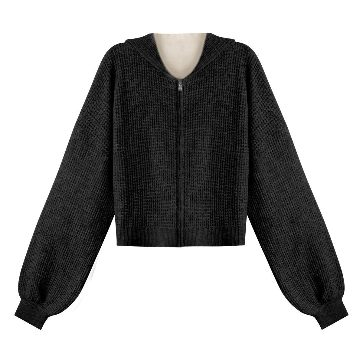 Waffle Knit Zip-Up Hoodie and Pants Set