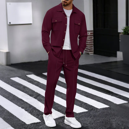 Waffle-pattern long-sleeve pants