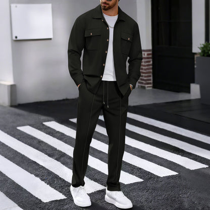 Waffle-pattern long-sleeve pants