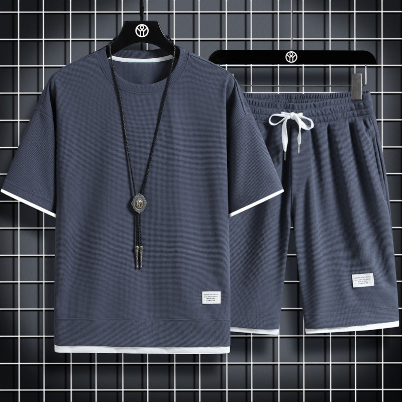 Waffle Short-Sleeved Sports Suit Men's