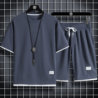 Waffle Short-Sleeved Sports Suit Men's