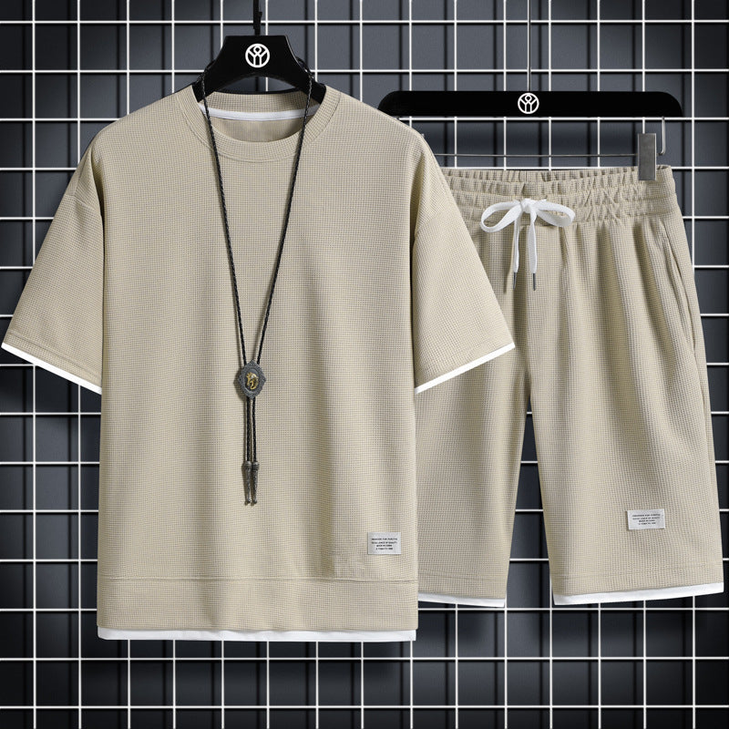 Waffle Short-Sleeved Sports Suit Men's