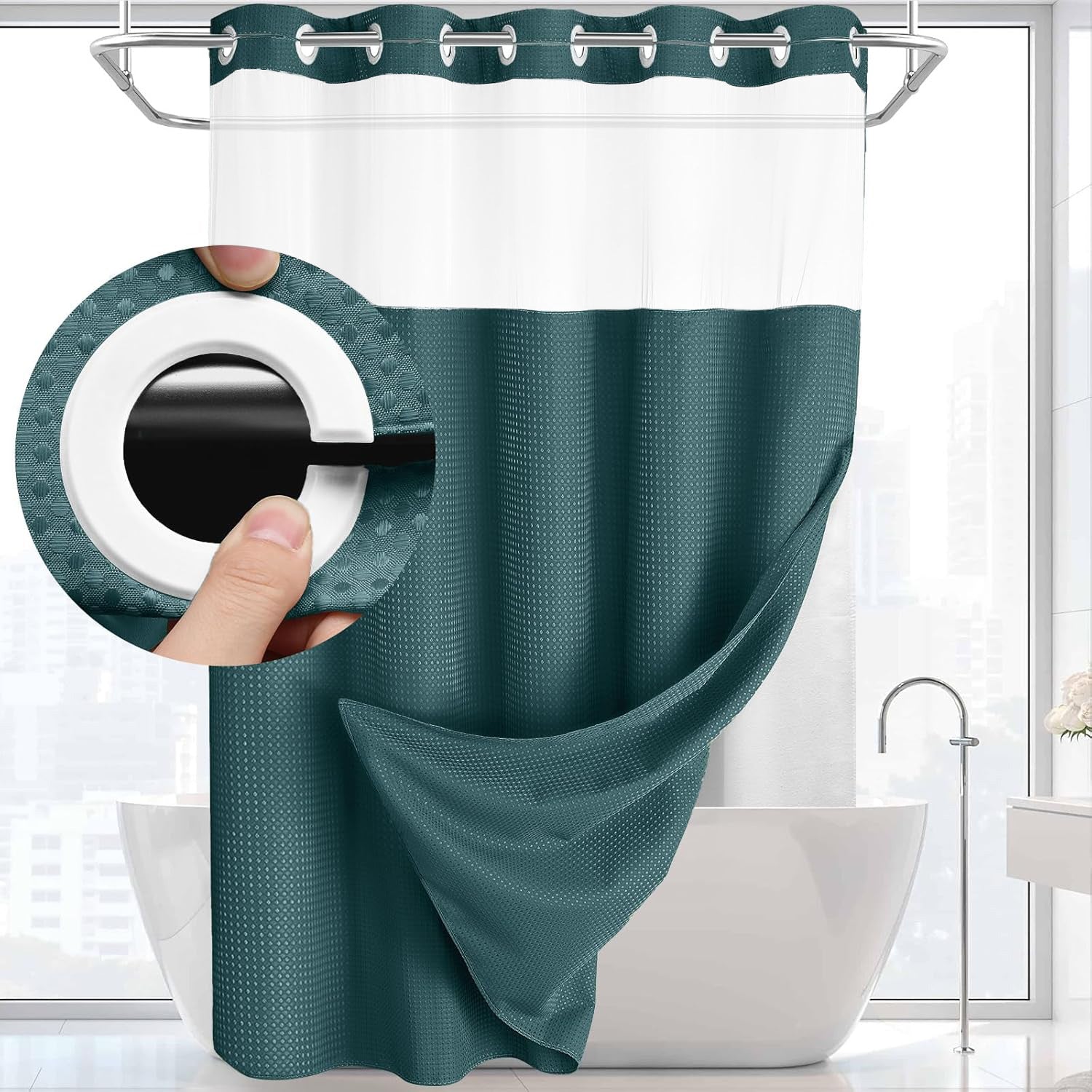 Waffle shower curtain