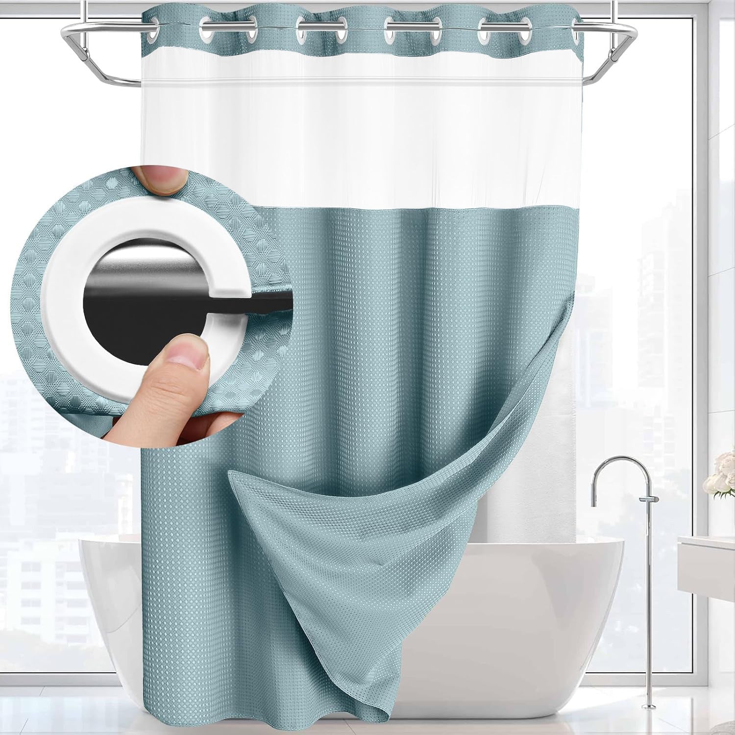 Waffle shower curtain