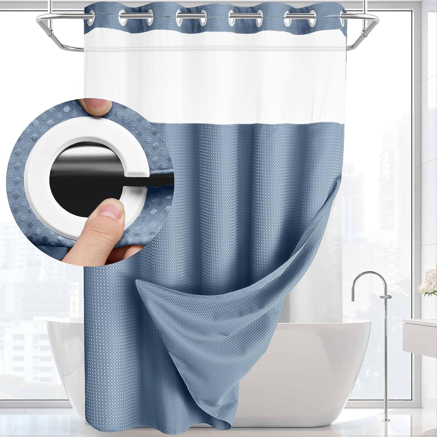 Waffle shower curtain