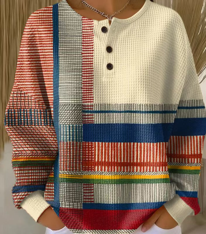 Waffle-style loose-fitting t-shirt