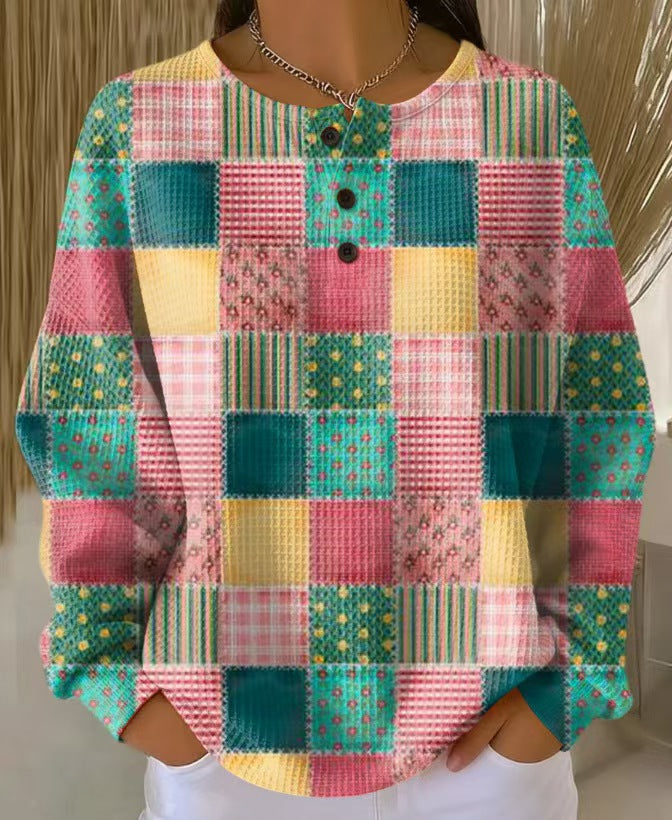 Waffle-style loose-fitting t-shirt