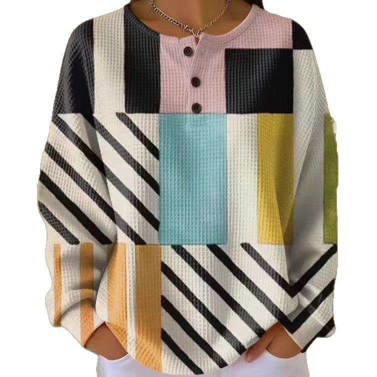 Waffle-style loose-fitting t-shirt