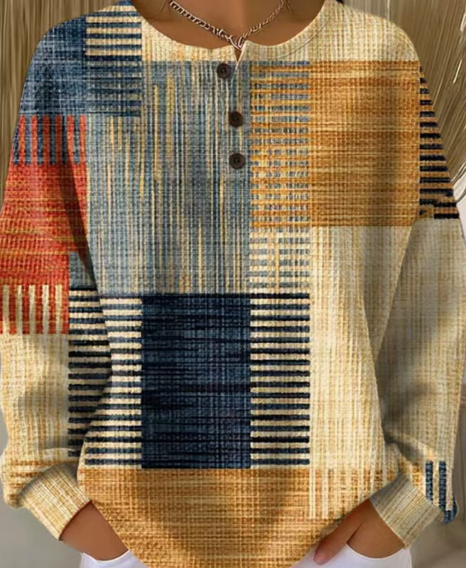 Waffle-style loose-fitting t-shirt