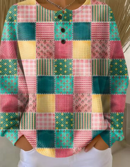 Waffle-style loose-fitting t-shirt
