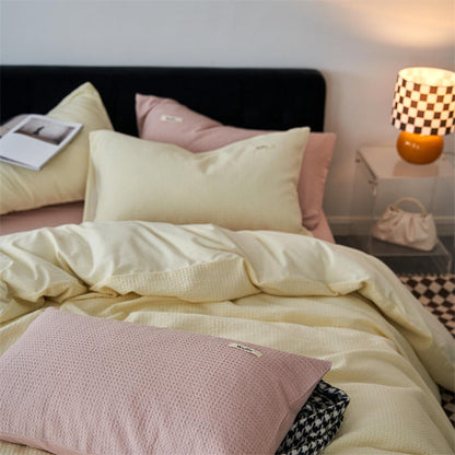Waffle Weave Cotton Four-Piece Bedding Set