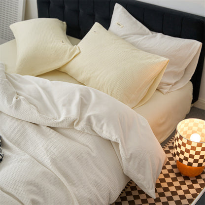 Waffle Weave Cotton Four-Piece Bedding Set