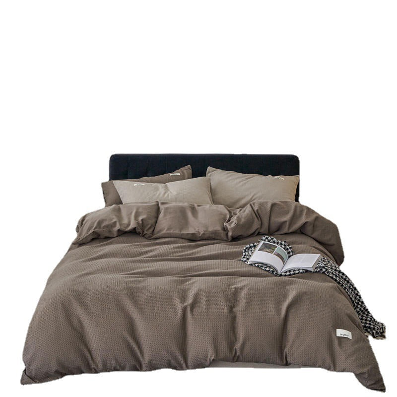 Waffle Weave Cotton Four-Piece Bedding Set