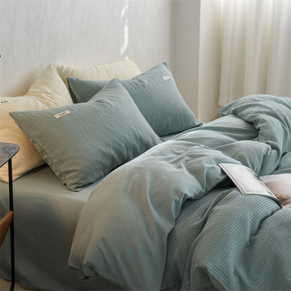 Waffle Weave Cotton Four-Piece Bedding Set