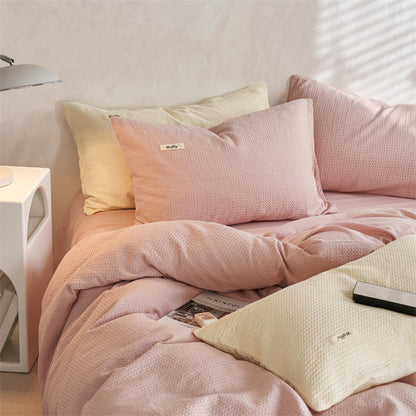 Waffle Weave Cotton Four-Piece Bedding Set
