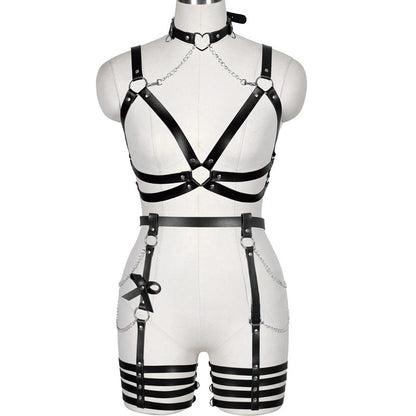 Waist belt collar leg ring integrated body chain