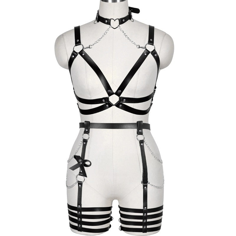 Waist belt collar leg ring integrated body chain