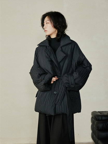 Waist-cinching down jacket