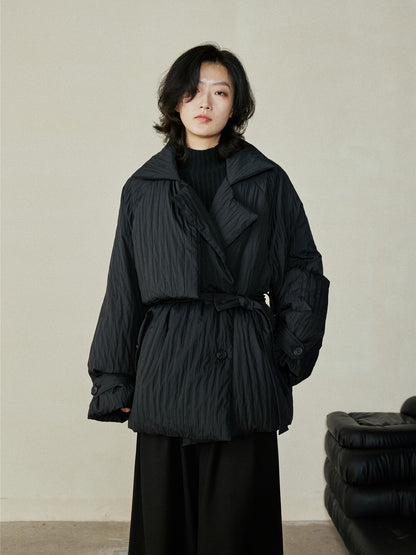 Waist-cinching down jacket