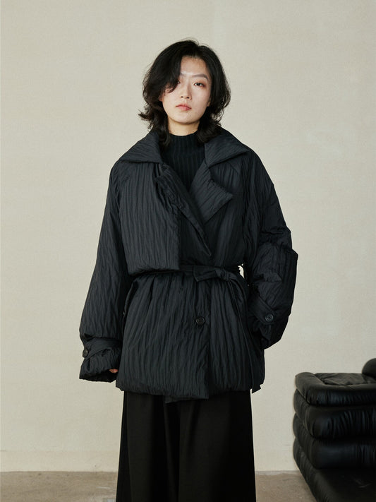 Waist-cinching down jacket